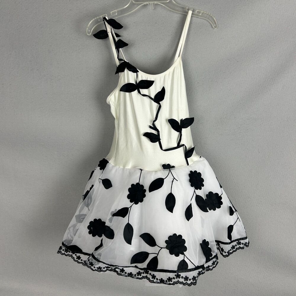 Revolution Ballet Leotard Small White Black Floral Tulle Skirt Dance Costume